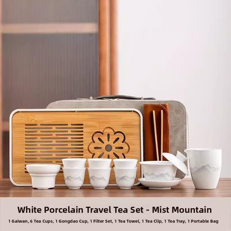 Ceramic Gongfu Tea Set Yuxi White Porcelain Tea Pot Cover Bowl And Tea Cups Set for Home Office Tea Brewing