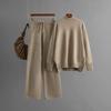 Fashion Winter Knitting Mock Neck Sweater Pants Suit Knited Sweater and Pants Set