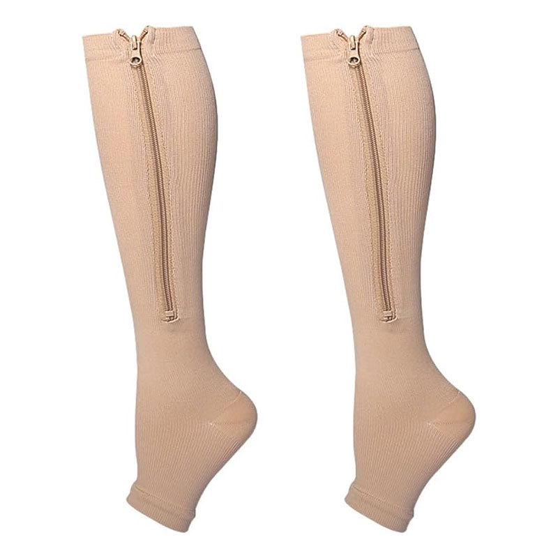 Unisex Open-Toe Knee-High Compression Socks, Double Set, Non-Slip Sports Pressure Socks