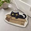 Tappeto da Bagno Peluche, Tappetino Antiscivolo Assorbente Soffice, Carino Tappetino Gatto Nero per Ingresso Camera da Letto Soggiorno
