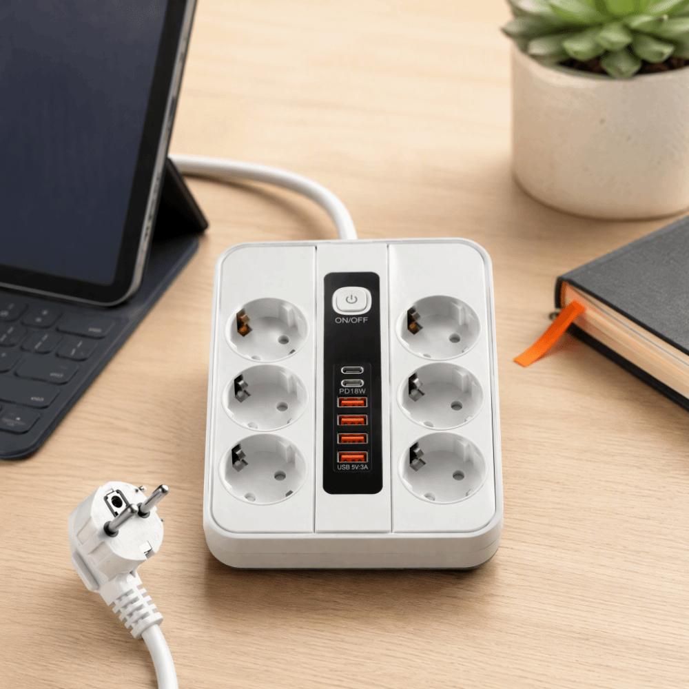 3000W USB Power Strip Dual USB Port USB Socket Multi-outlet Plug Board EU Power Strip Hotel