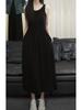 Elegant 2026 French Summer Pleated Tank Dress for Women - Casual, High-End Long Vacation Wear