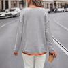 2024 Autumn Women's Striped Long Sleeve Round Neck Knit Pullover Sweater