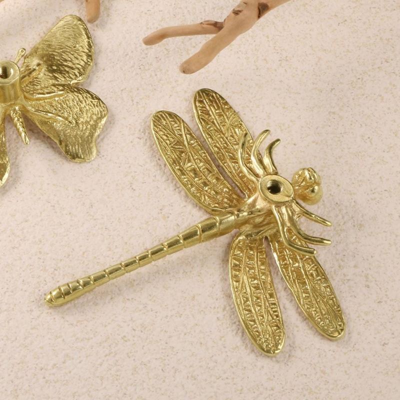 2 sady Kuchyňského kování Mosazné vážky Rukojeť pro zásuvky Snadné uchopení Instalace Vintage Domov Vylepšený