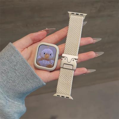 Silicone Case+Braided Strap For Apple Watch Bands 46mm 49mm 44mm 42mm 41mm 40mm 38mm SE 10 9 6 5 Ultra 2 Nylon Correa Strap