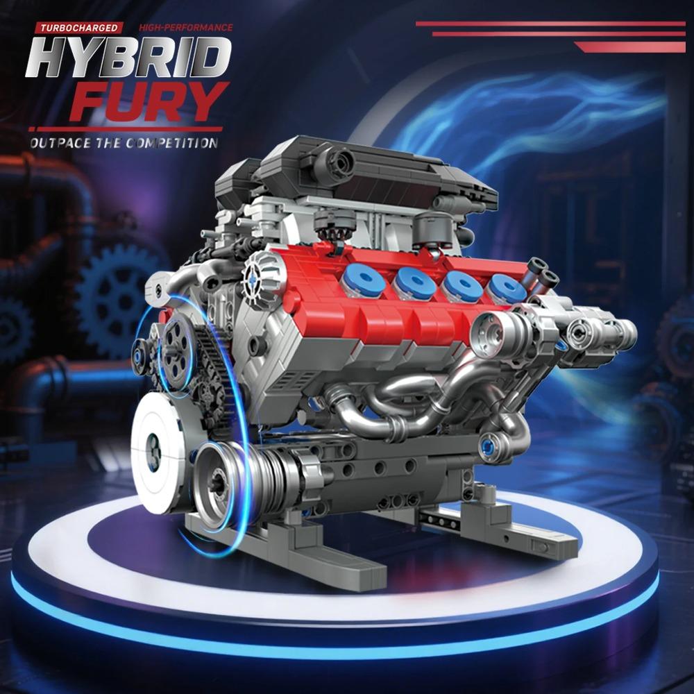 1189PCS V8 Engine Building Blocks Technology Bricks Internal Combustion Engine Model Desktop Ornaments Kids Toys Holiday Gifts