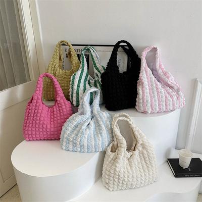 Sac à main plissé d'été pour femmes, couleur bonbon, grande capacité, à bandoulière, fourre-tout, pochette pour filles