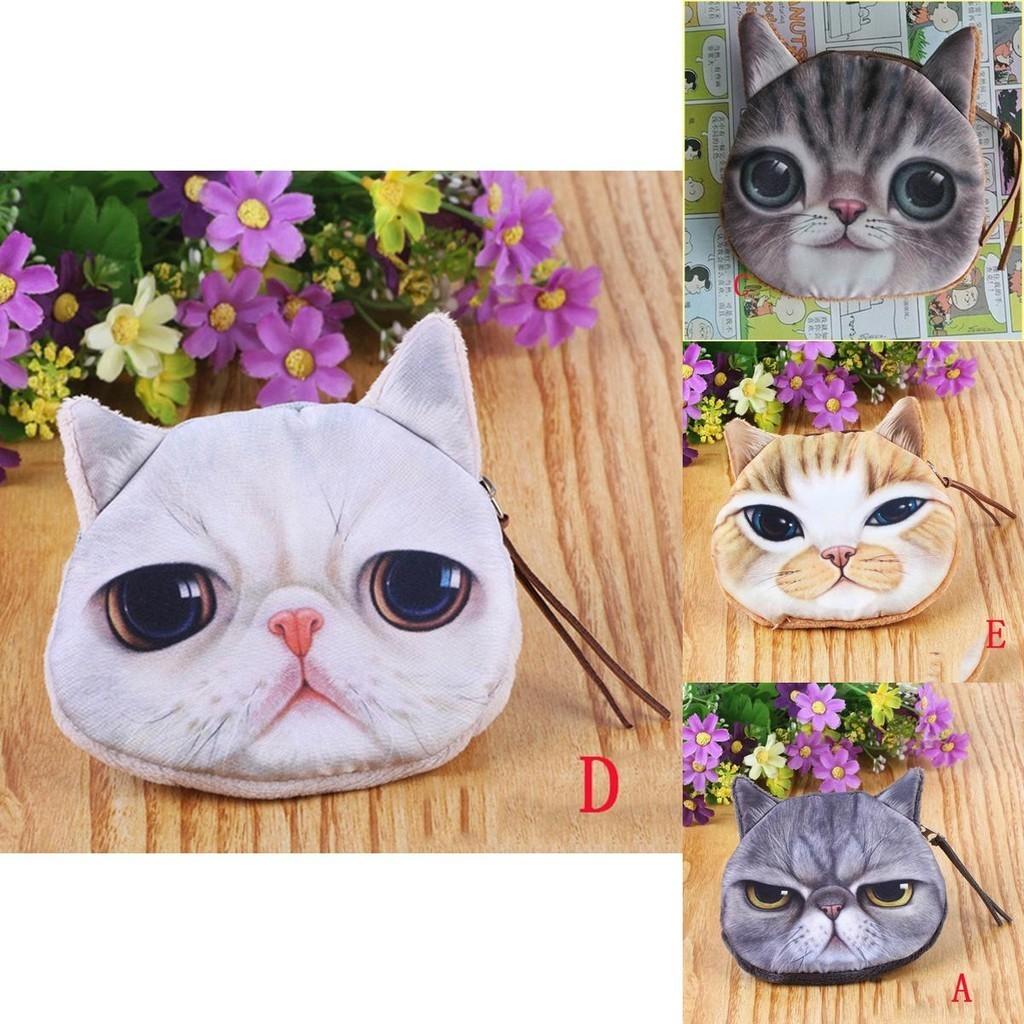 Vielseitige Mode Damen Niedliche Kätzchen Gesicht Reißverschlussetui Münze Kinder Geldbörse Portemonnaie Make-up Tasche Für Alle Altersgruppen