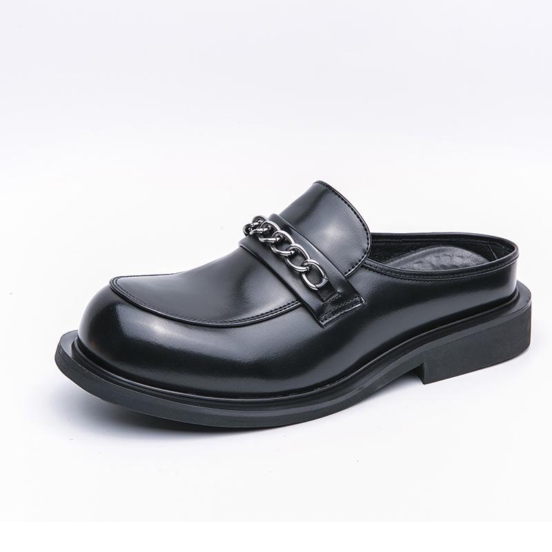 Men s Large Size Slip-On Leather Outdoor Casual Shoes 39 чёрный