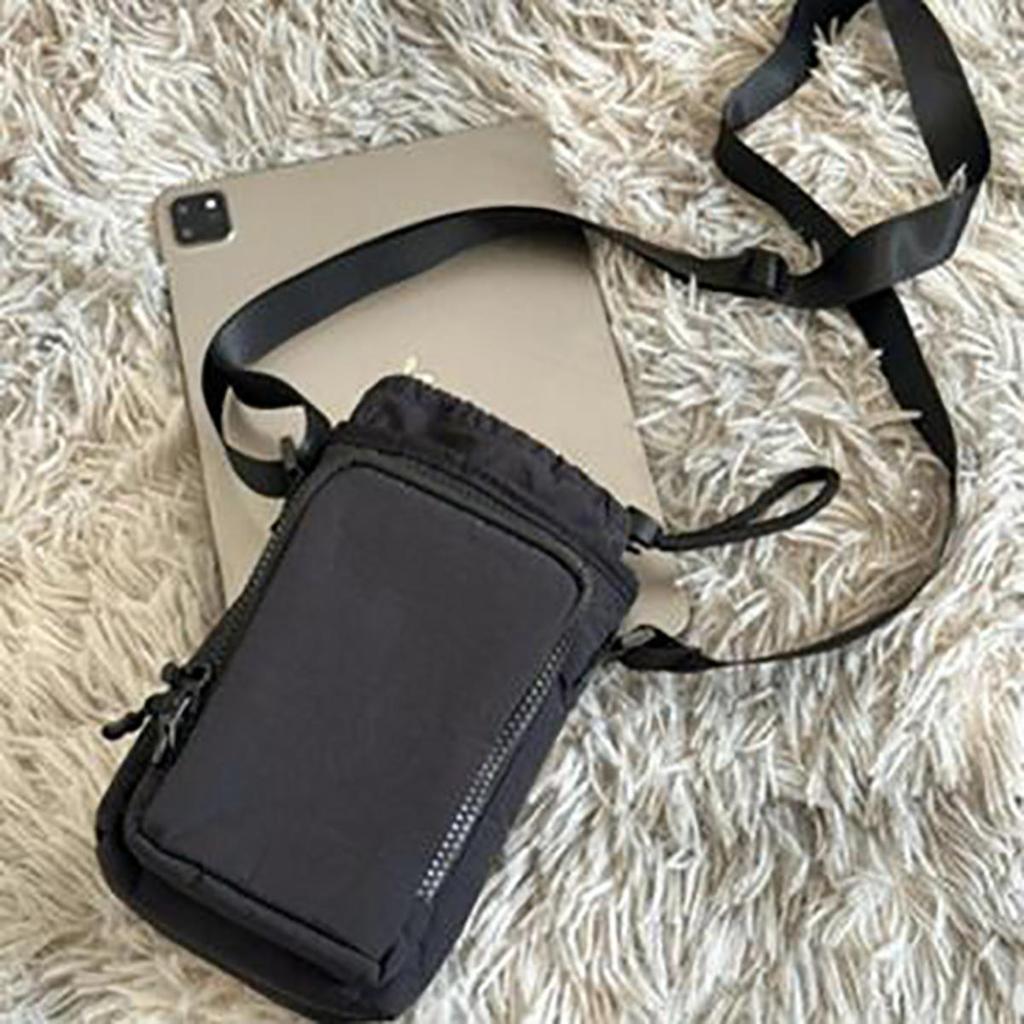 Casual  Drawstring Bag Purse Water Cup Cover Water Cup Bag Solid Color Water Bottle Holde Nylon Shoulder Bag Outdoor