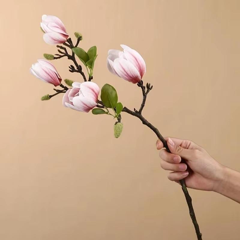 1pc Artificial Silk Magnolia Flower Home Outdoor Garden Vase Windowsill Wedding Bride Festival Outdoor Arch Decoration Diy Gift