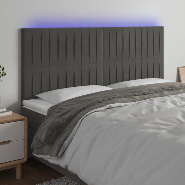 VidaXL LED Headboard Bedroom Furniture Double Bed Accessory Head of Bed Frame Interior Dark Grey 3122717