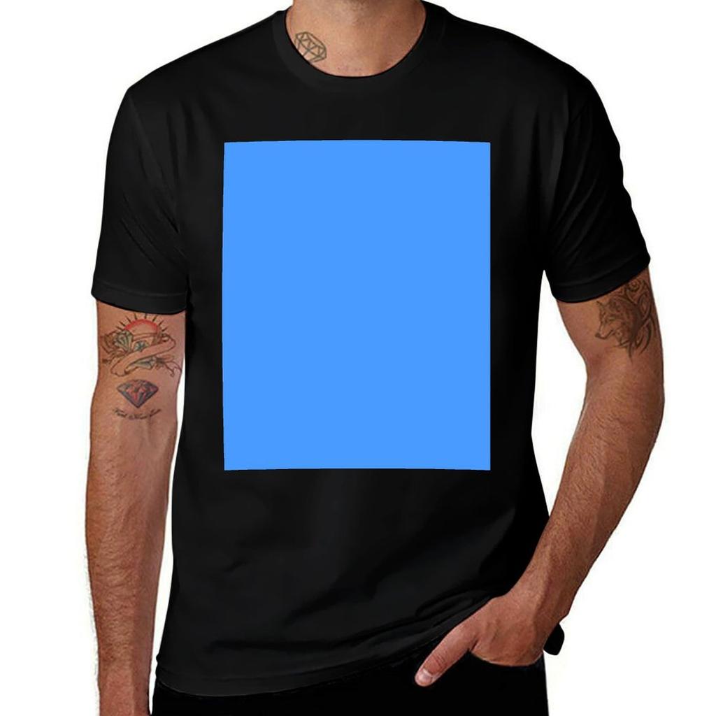 Sky Blue Flat Color Tshirt Plus Size Summer Short Sleeve Tshirt