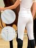 Unisex Cross-Border Non-Slip Silicone Equestrian Riding Pants with Zipper Placket - White