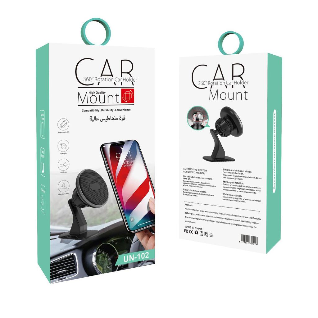 UN-102 Car Dashboard 360 Degree Rotating Magnetic Phone Holder N50 Strong Magnet Phone Bracket