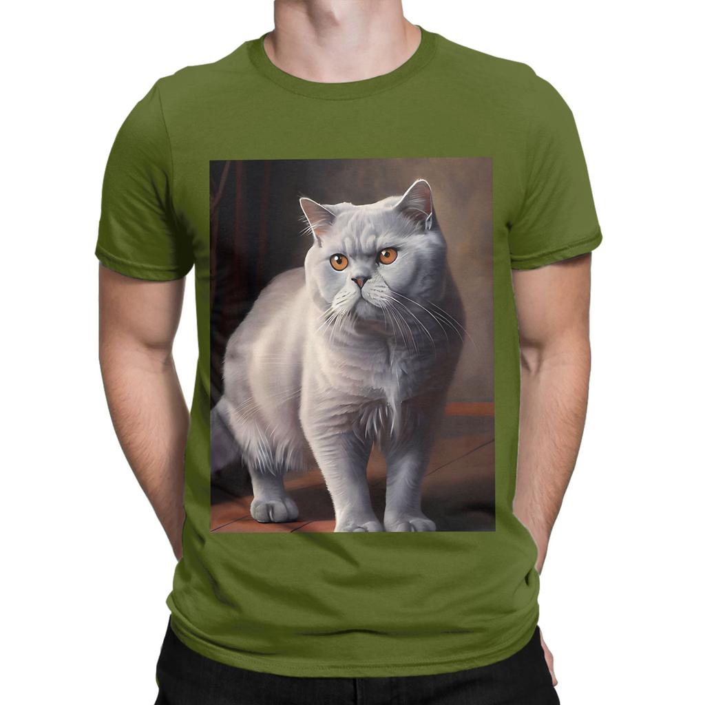 British Shorthair Oil paint Graphic Funny 100 Cotton TShirt Shorthair Tees Tops For Unisex