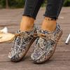 Big-size Ethnic Style Casual Shoes for Women, Colorful Lace-up Graffiti Low-top Canvas Shoes