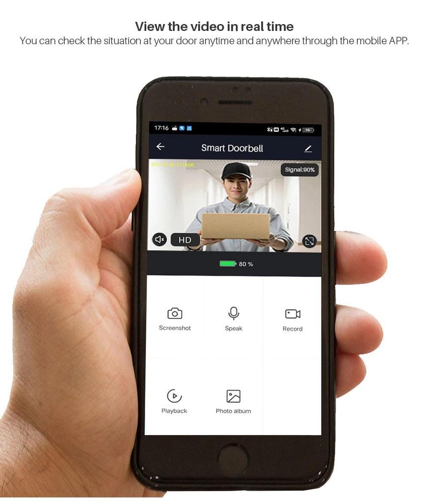 Smart WiFi Wireless Video Doorbell with Remote Home Monitoring and Voice Intercom