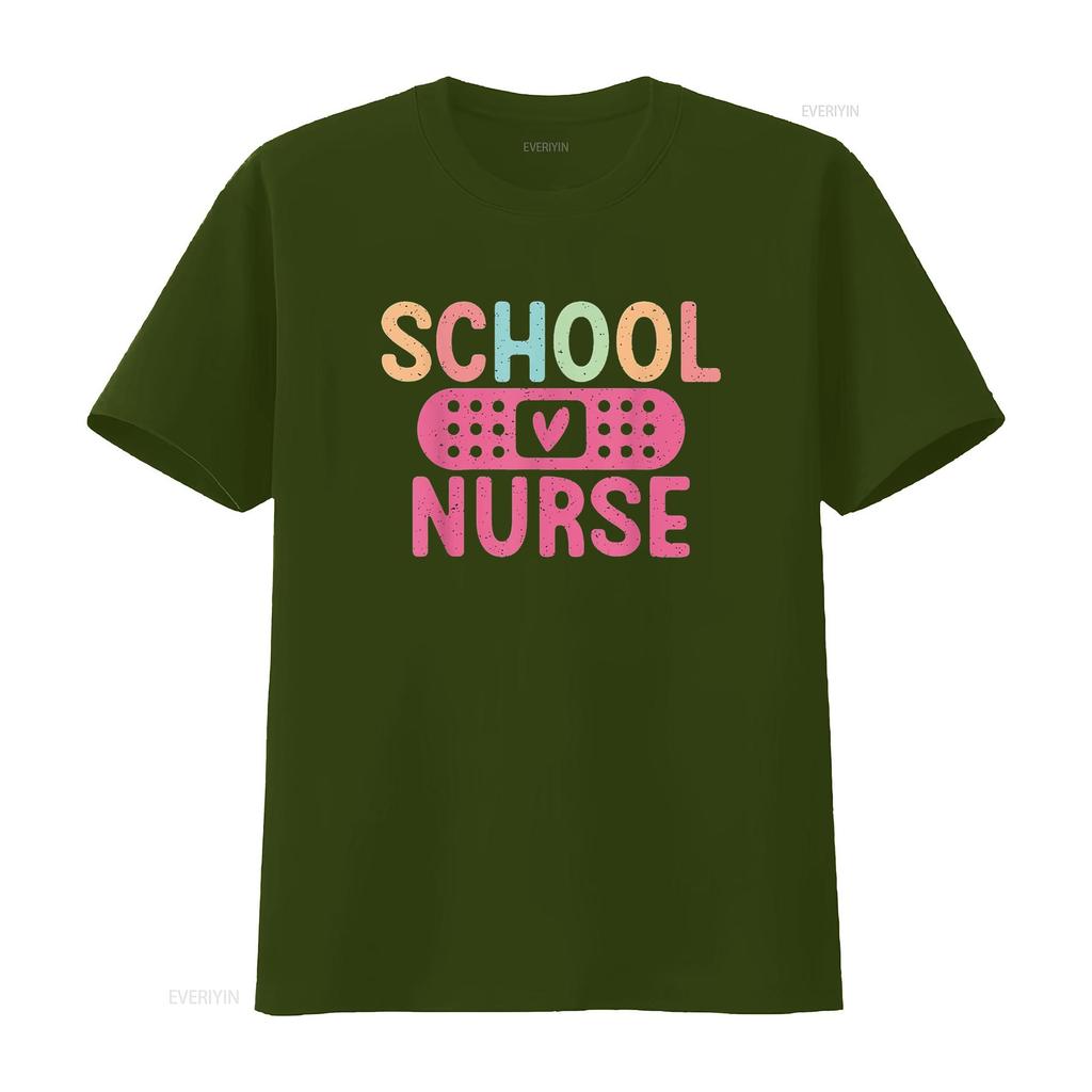 School Nurse T Shirt Vintage Washed Homme Stretched Comfortable Top For Everyday Wear Graphic Soft Slightly Versatile Casual