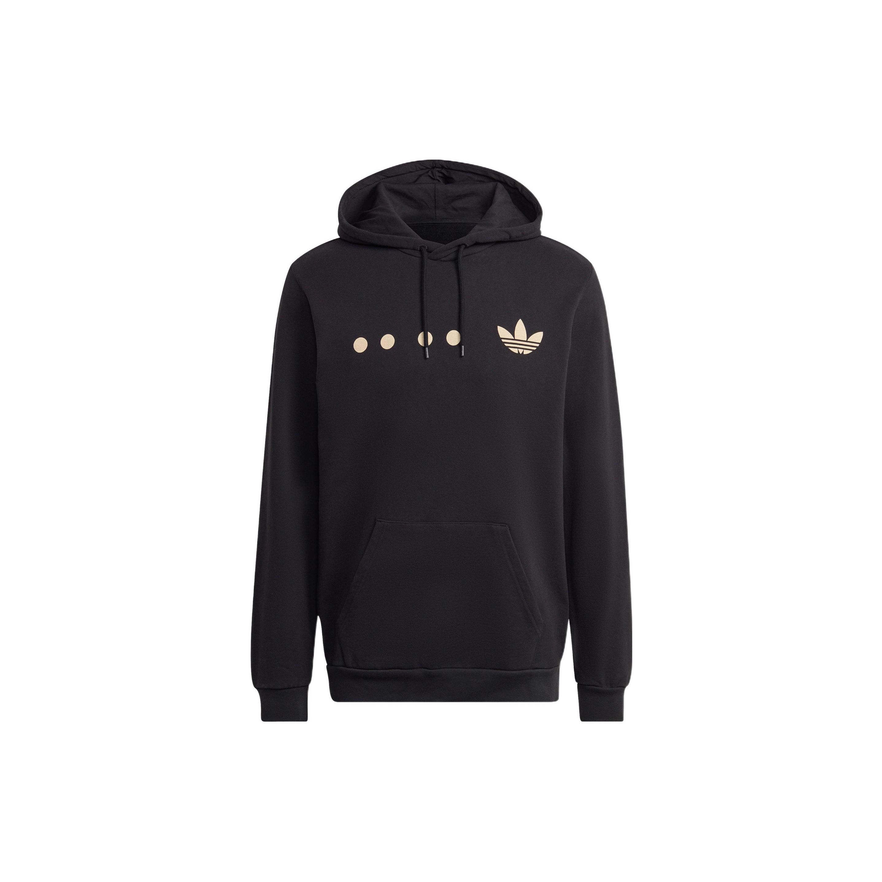 Adidas Originals Classic Printed Logo Loose Hooded Sweatshirt Daily Casual Wear Men Black HK2761 XS