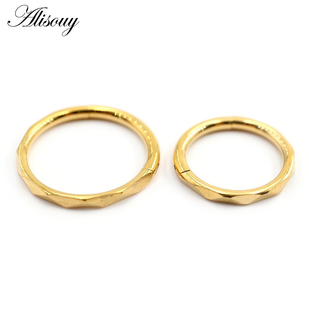 Alisouy 1PC Edelstahl Unregelmäßige Abschnitt Runde Scharnier Clicker Nase Septum Ring Hoop Knorpel Ohrring Körper Piercing Schmuck