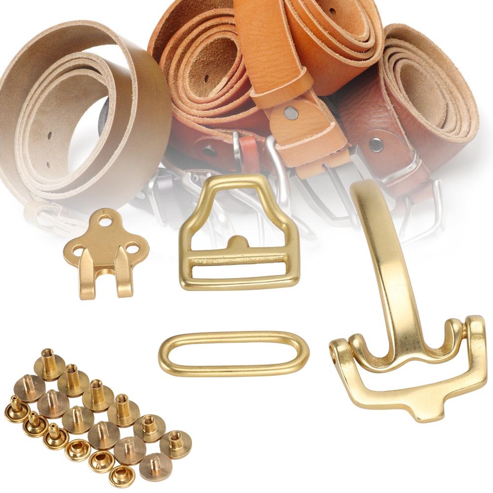 Pure Brass Belt Buckle Environmental Protection D shaped Buckle Set for Wasit Belt Accessories