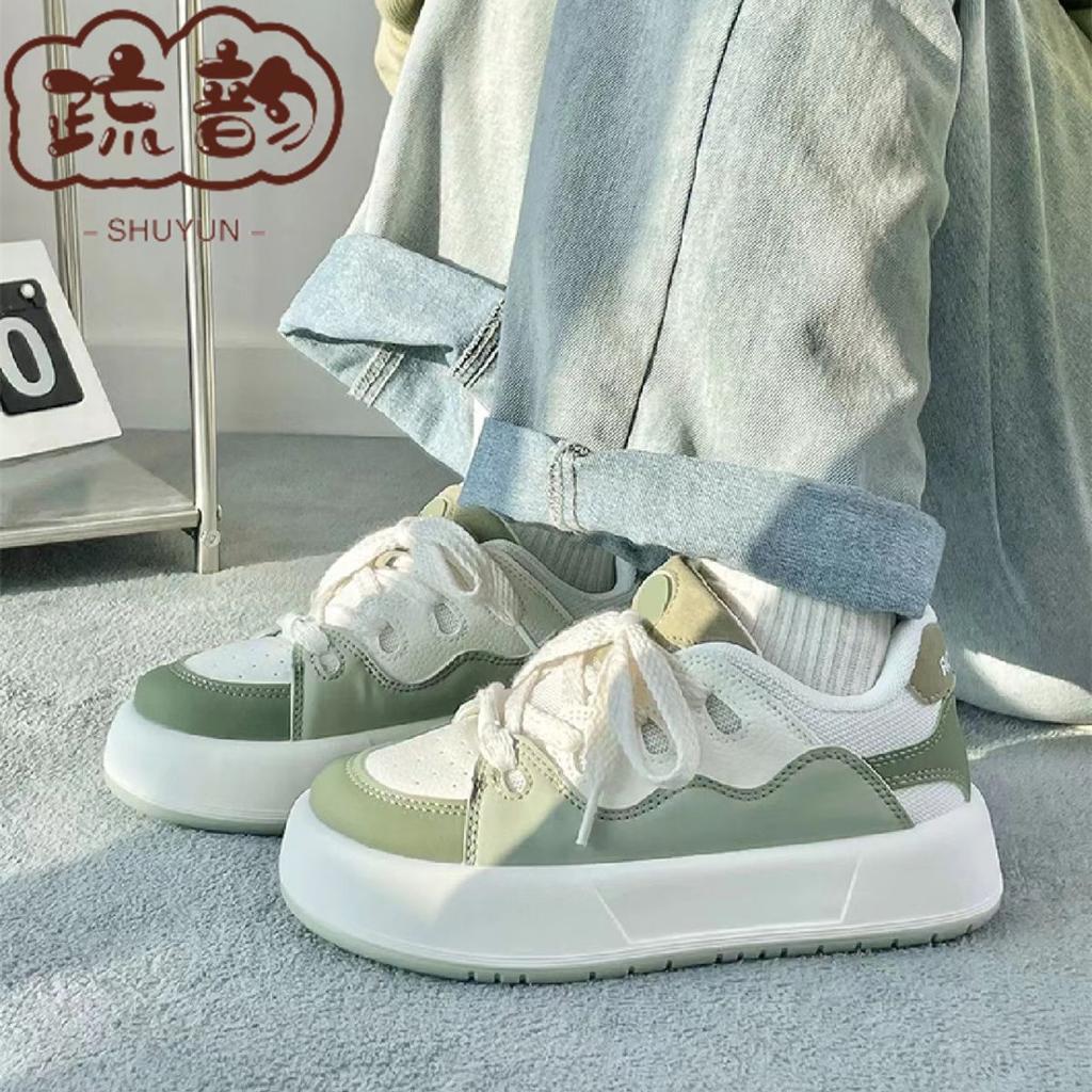 Popular Matcha Green Big Head Shoes Women's 2025 New Versatile Casual Shoes Niche Original Women's Shoes Student Little White Shoes