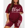 Plus Size Sets for Women Summer 2 Pieces Blessed Printed Offers and Liquidation Everything Cheap Elegant Women's Sets Short Sets