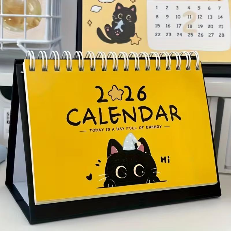 2026 Large Cat-Themed Desktop Calendar & Planner - Bilingual English/Chinese Monthly Weekly Planner Book(October 2025-Dec 2026)