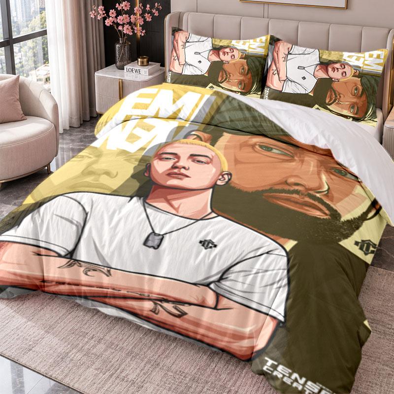 Eminem 3Pcs Bedding Set Duvet Cover With Two Pillowcases For Bedroom Home Decoration
