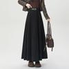 Winter Autumn High Waist Wool Pleated Skirt Women A Line Midi Skirt Solid Color Flared Skirt Slimming Long Skirt