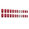 Aurora Red European Snowman Medium-Length Christmas Nails