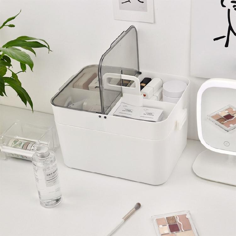 Plastic Storage Box 2 Tier Compartment Multifunctional Makeup Cosmetic Tolietry
