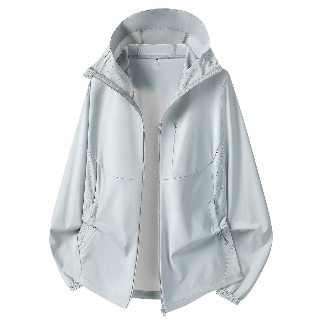 Summer new outdoor sunscreen clothes UPF10 + ice silk light and breathable hooded skin clothes group buying clothes