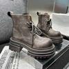Women Ankle Platform Snow Boots High Heel Casual Sneakers High Quality Leather Winter Trend Chelsea Lace Up