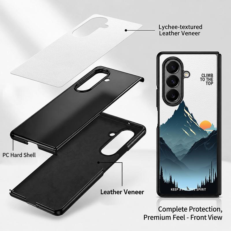 Mountain Landscape Case For Samsung Galaxy Z Fold 8 Ultra 7 6 5 Fold8 Fold7 Fold6 Luxury Leather Skin Hard Folding Phone Cover