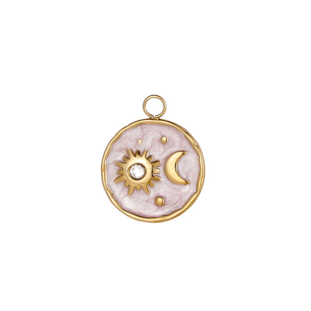 Colorful 18K Gold Plated Oil Drop Stainless Steel Charms Enamel Sun Flower Moon Pendants For Necklace Jewelry Making