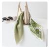 Mulberry Silk Scarf Green Daisy Print Square Neckerchief Elegant Fresh Style Women