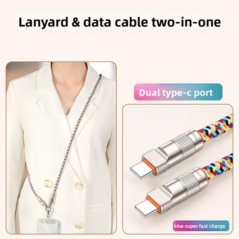 

Type C Data Cable Fast Charging Phone Strap 2 in 1 Phone Hanging Rope Phone Pendant разноцветный