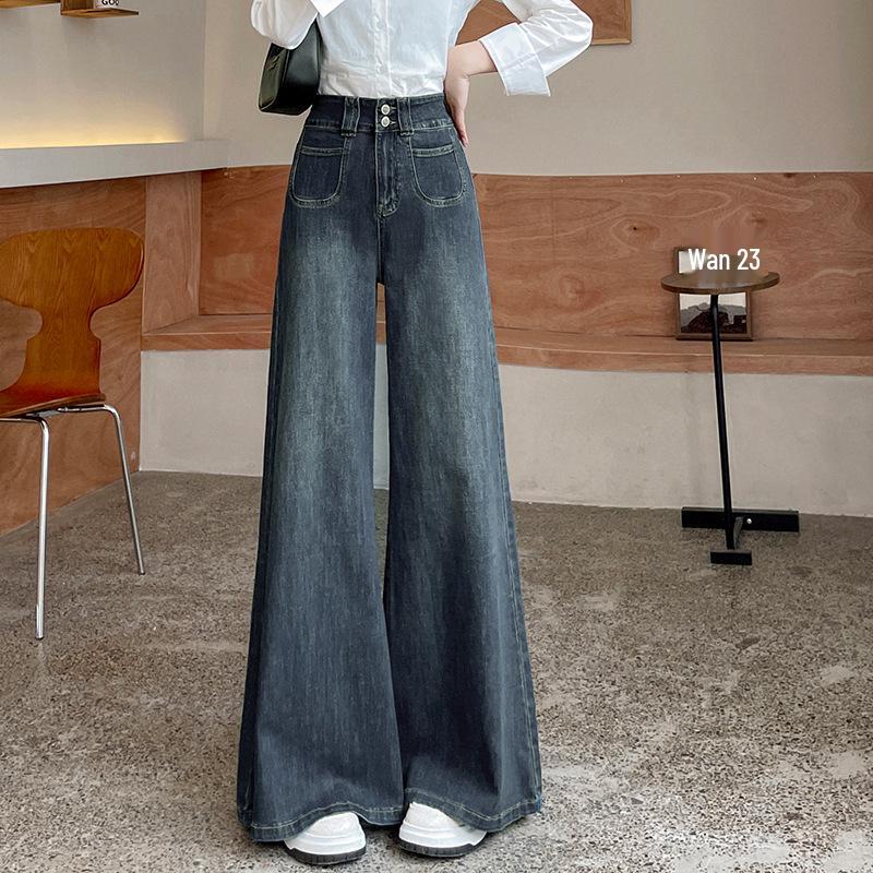 

Women s Fleece-Lined Wide-Leg Flare Jeans - High-Waisted, Loose, Floor-Length, Perfect for Autumn/Winter Small (S)