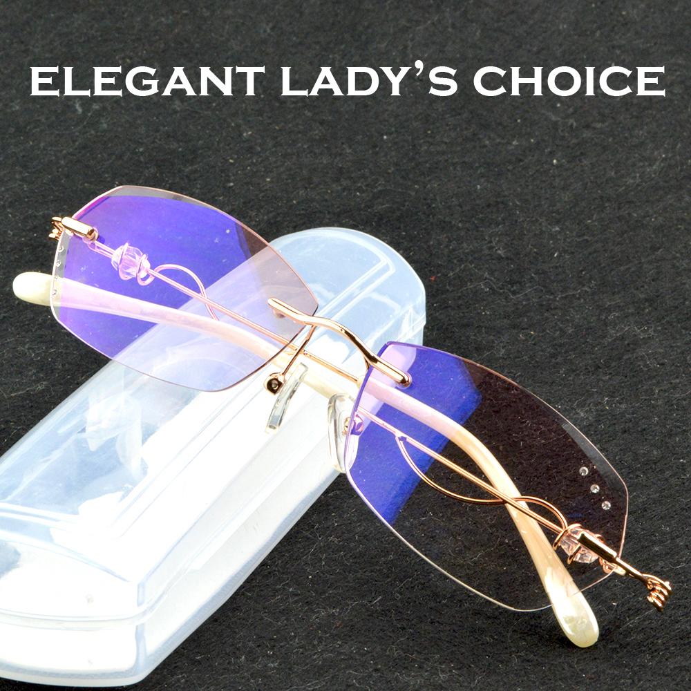 

Fashionable Pink Rimless Presbyopia Glasses Sleek Design with Comfort Fit, Ideal for Ladies, +0.75 to +4 +3.50 рожевий