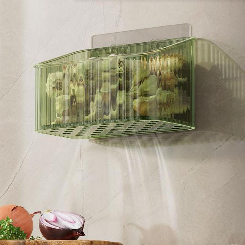 Transparent Ginger Garlic Storage Baskets Plastic Kitchen Storage Rack  for Home