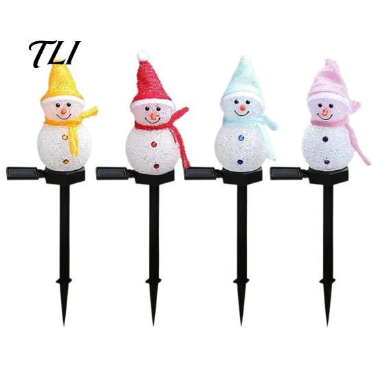 Durable Lawn Stakes for Winter 2Pcs Solar Snowman Garden Lights, Christmas Pathway Waterproof Festive Stake Lights LED Lamps with Yard