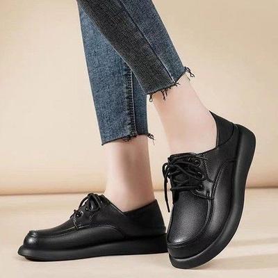 Soft-soled British Style Two Wear Small Leather Shoes Women's 2025 Spring New Loafers Lace-up Work Casual Flat Shoes