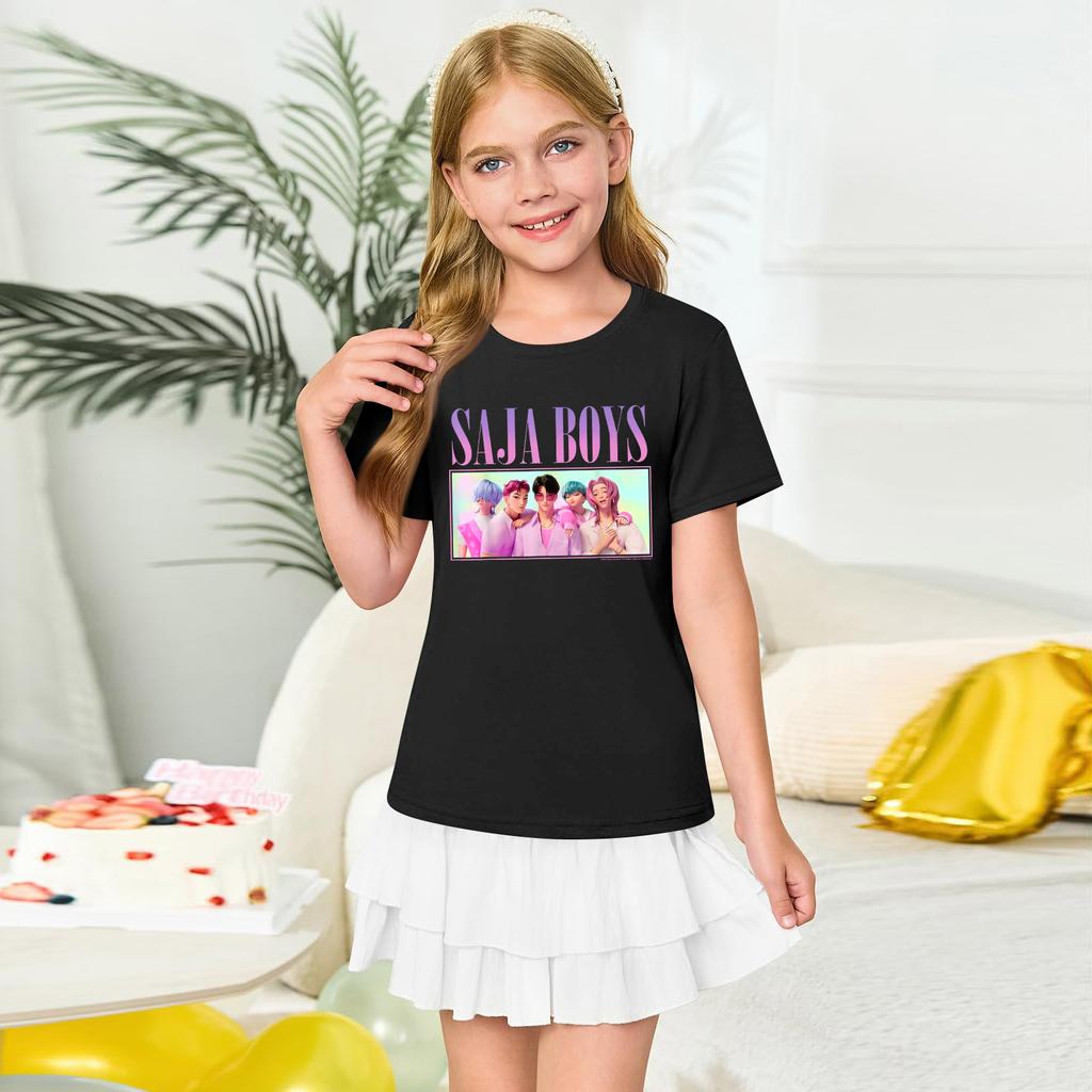 Fashionable Round Neck Short Sleeve Work Clothes Printed Tops For KID Summer Tops