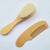 Conjunto de 2 peças de pentes para bebês, escova de cabelo para cuidados com o bebê, pente de lã macia de faia, massageador para recém-nascidos, chá de bebê e presente, calmante para cabelos de bebês