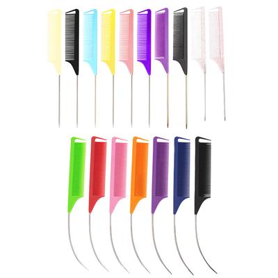 Steel Needle Professional Styling Plastic Heat Resistant Anti-Static Braiding Rat Tail Curved Parting Comb Barber Accessories