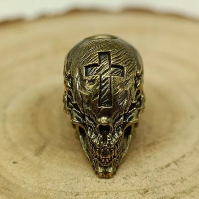 Skull Head Brass Knife Beads EDC DIY Paracord Woven Bracelets Lanyard Pendants Accessories Outdoor Tool Hangings Trinkets