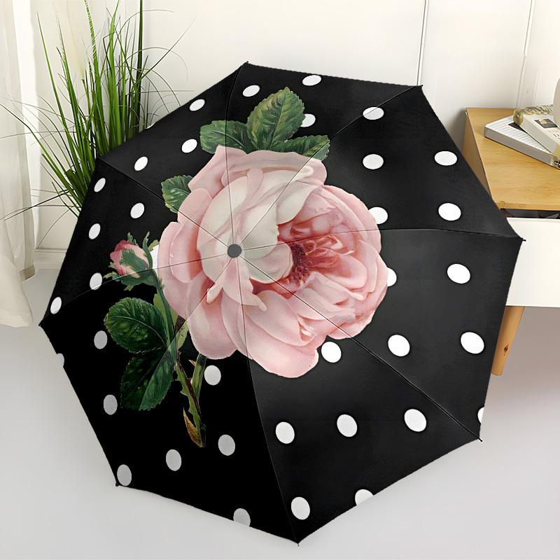 1pc Pink Rose Automatic Open/Close Umbrella, Folding Compact Umbrella with Lightweight Design for Women/Men yy251028181