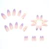 Artificial Nails Wear Manicure Taro Purple Colorful Flower Drop Shape Long and White Manicure